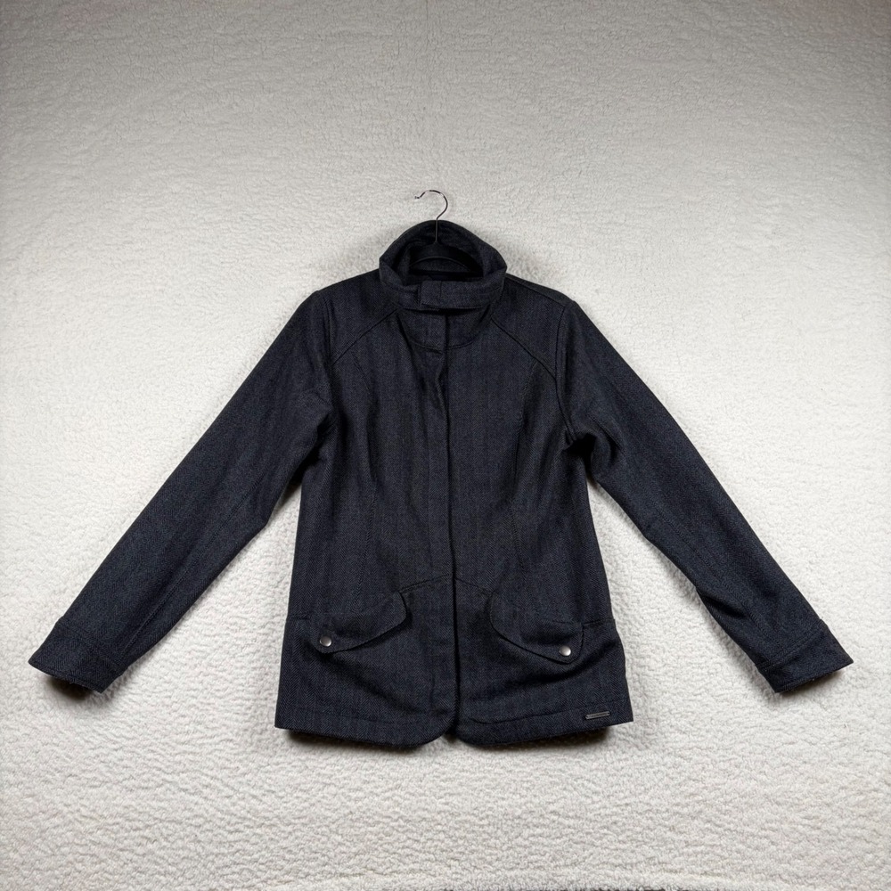 Smartwool Herringbone Jacket Womens Merino Wool Funnel Neck M Dark Gray